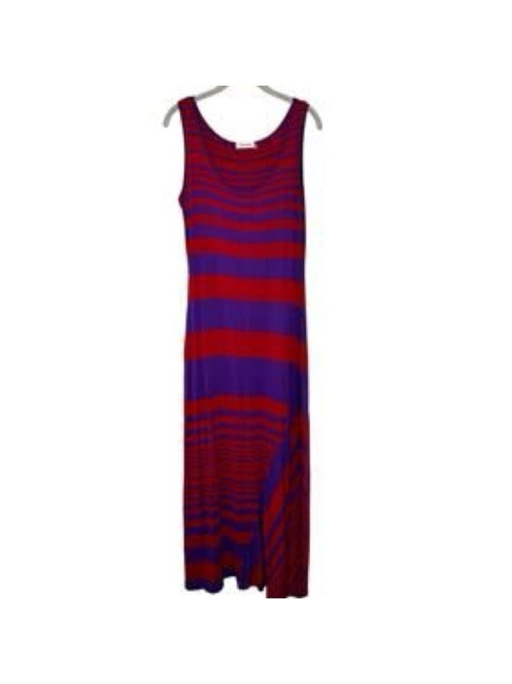 Purple + Red Color Block Stripes Maxi Dress Size 6 - Picture 4 of 9